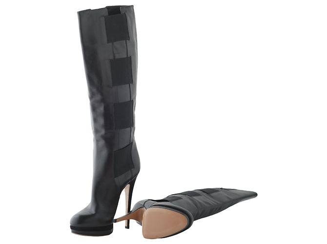 Autre Marque Botas altas de cuero Casadei Negro - vista 7