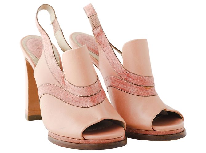 Chloé Rosa Leder Slingback Sandalen mit Absatz Pink - Ansicht 2