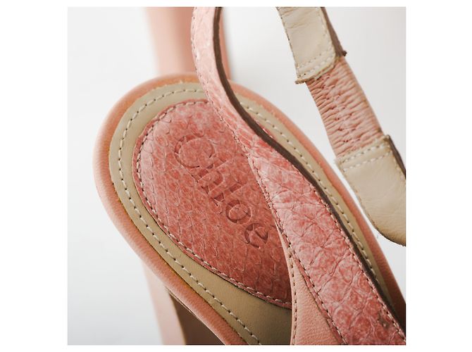 Chloé Rosa Leder Slingback Sandalen mit Absatz Pink - Ansicht 4