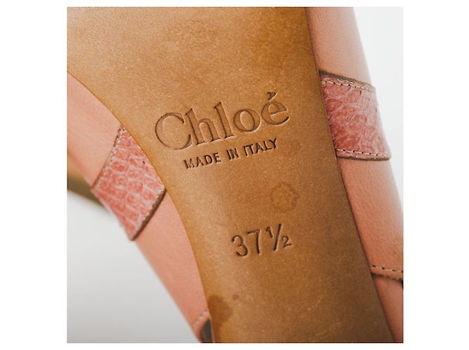 Chloé Rosa Leder Slingback Sandalen mit Absatz Pink - Ansicht 5