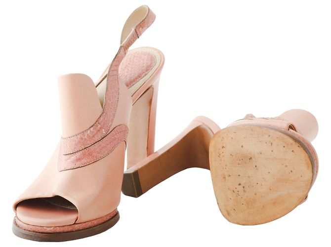 Chloé Rosa Leder Slingback Sandalen mit Absatz Pink - Ansicht 6