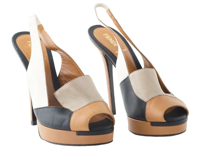 Fendi Leder Peeptoe Slingback Sandalen Mehrfarben - Ansicht 2