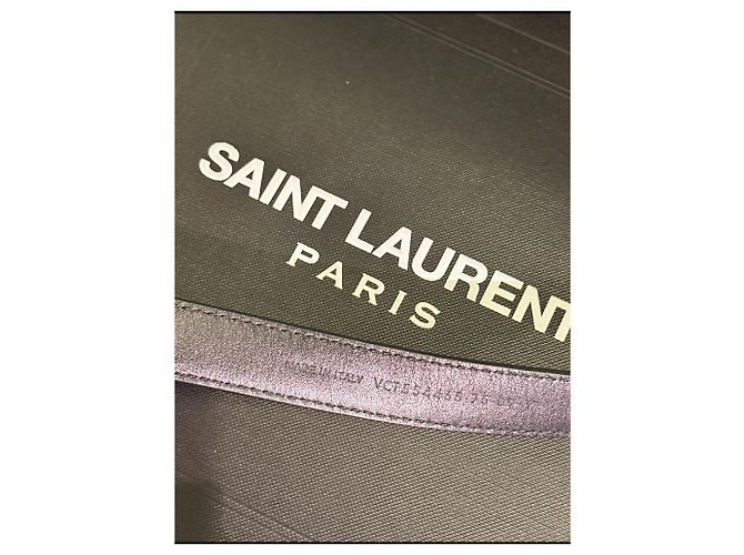 Yves Saint Laurent Schmale schwarze Leder-Gürtel von Saint Laurent - Ansicht 3
