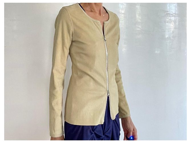 Stouls Jil Lammleder Wildlederjacke Beige Khaki - Ansicht 12