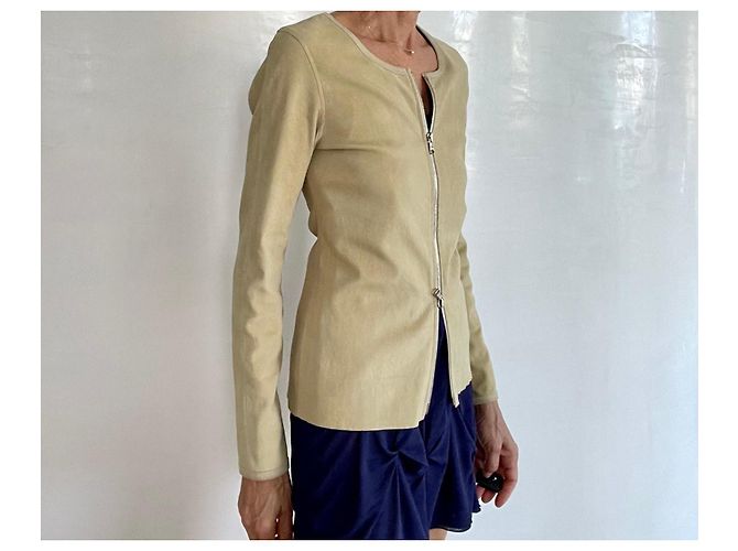 Stouls Jil Lammleder Wildlederjacke Beige Khaki - Ansicht 14