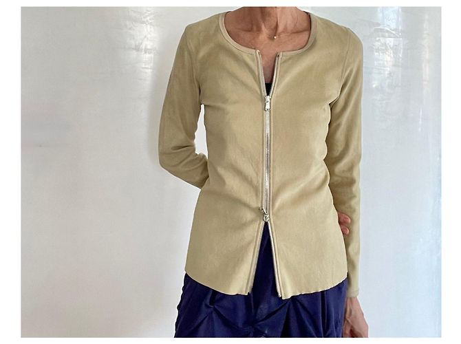 Stouls Jil Lammleder Wildlederjacke Beige Khaki - Ansicht 15