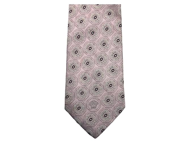 Cravatta in seta Medusa di Versace Argento Rosa - vista 4