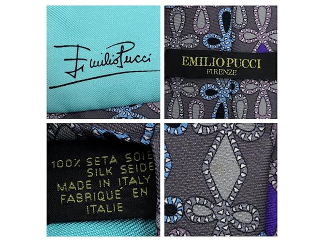 Cravatta in seta Emilio Pucci Marrone Porpora Blu chiaro - vista 5