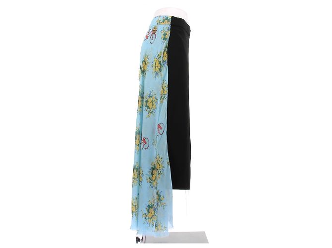 Moschino Falda midi asimétrica de dos materiales Azul - vista 3