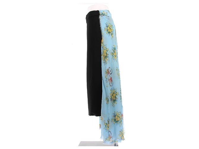 Moschino Falda midi asimétrica de dos materiales Azul - vista 4