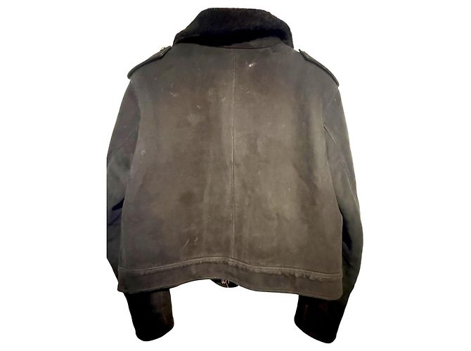 Giacca da motociclista in suede nero foderata in shearling Dior - vista 6