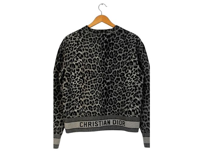 Cashmere-Pullover mit Leopardenmuster Christian Dior Grau Leopardenprint - Ansicht 7