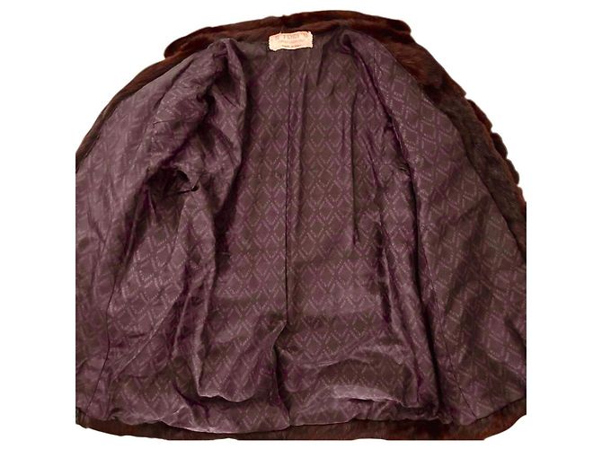 Abrigo de piel de visón marrón Fendi Castaño - vista 3