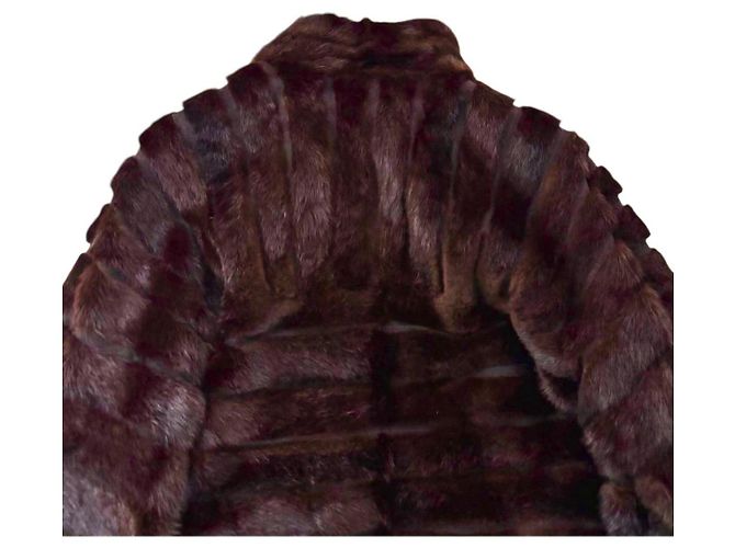 Abrigo de piel de visón marrón Fendi Castaño - vista 4