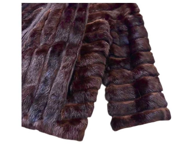 Abrigo de piel de visón marrón Fendi Castaño - vista 6