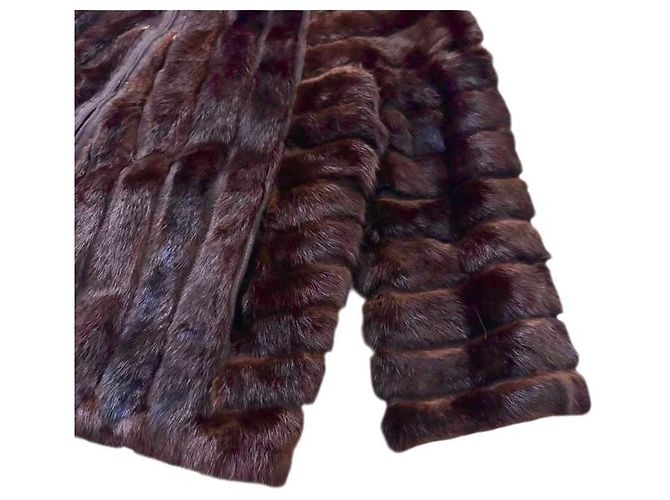 Abrigo de piel de visón marrón Fendi Castaño - vista 7