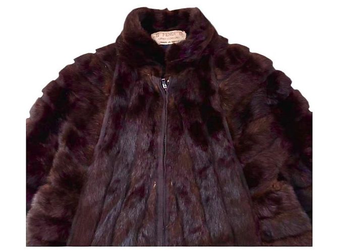 Abrigo de piel de visón marrón Fendi Castaño - vista 8