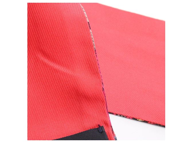 Foulard Hermès Twilly Bouclerie Moderne Plumetis Marrone Rosso Multicolore - vista 5