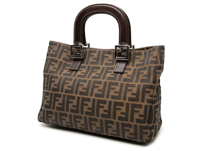 Fendi Piccola Tote Twins in Tela Zucca Marrone - vista 2
