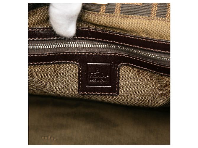 Fendi Piccola Tote Twins in Tela Zucca Marrone - vista 5