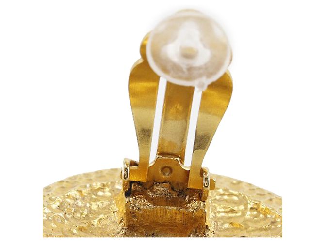 Orecchini a clip in oro placcato Chanel Rue Cambon con stemma D'oro - vista 15