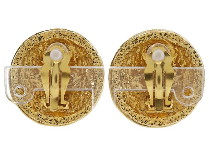 Orecchini a clip in oro placcato Chanel Rue Cambon con stemma D'oro - vista 2