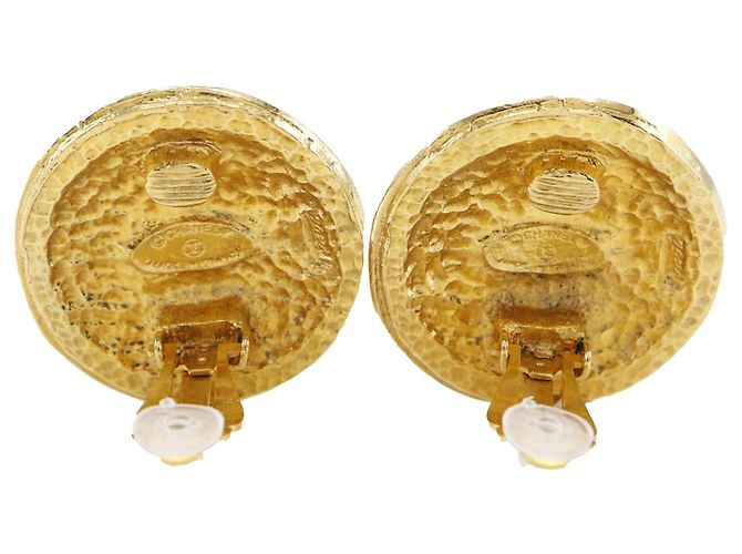 Orecchini a clip in oro placcato Chanel Rue Cambon con stemma D'oro - vista 3