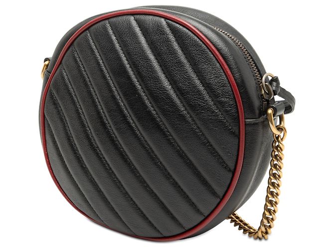 Gucci Mini GG Marmont in pelle nera matelassé Torchon rotondo a tracolla Nero - vista 2