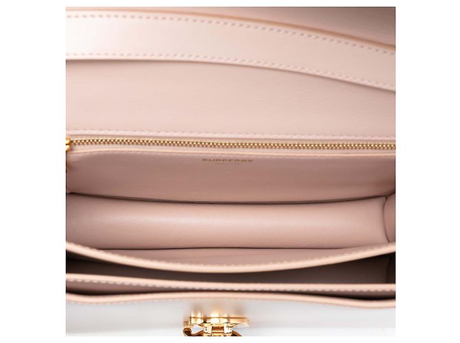 Borsa a tracolla Burberry Pink Medium in pelle di vitello liscia con monogramma TB Rosa - vista 4