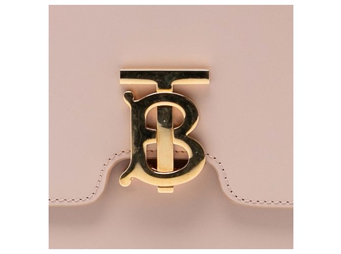 Borsa a tracolla Burberry Pink Medium in pelle di vitello liscia con monogramma TB Rosa - vista 6