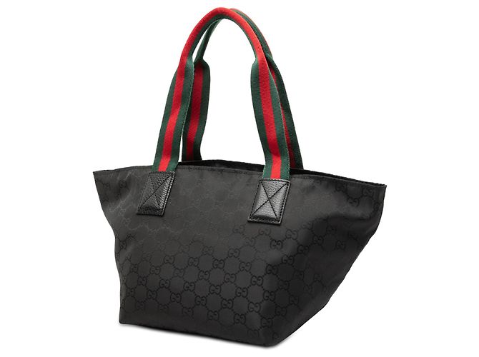 Schwarze GG Nylon Web Tote von Gucci - Ansicht 2