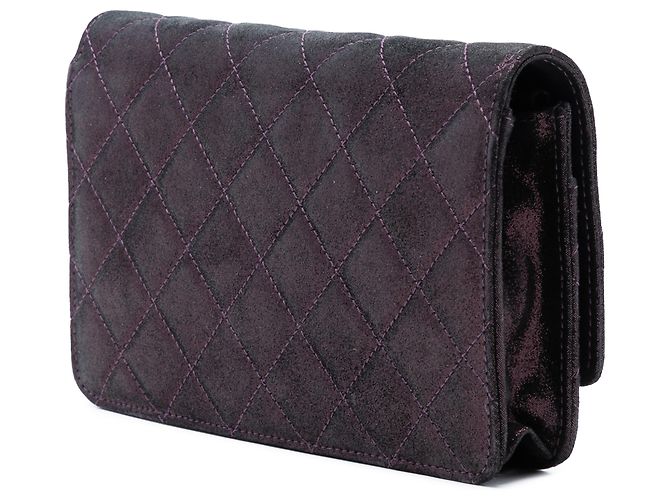 Wallet On Chain Cartera de cadena de cordero acolchado iridiscente púrpura con tartán de Chanel - vista 2