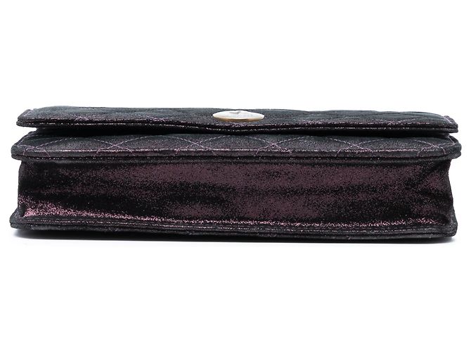 Wallet On Chain Cartera de cadena de cordero acolchado iridiscente púrpura con tartán de Chanel - vista 3