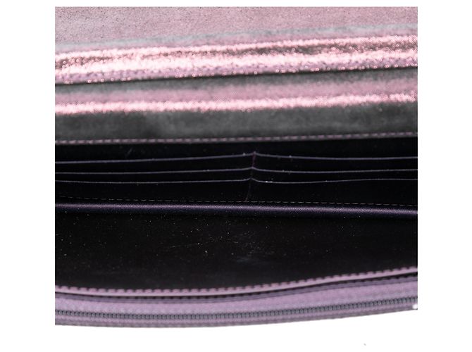 Wallet On Chain Cartera de cadena de cordero acolchado iridiscente púrpura con tartán de Chanel - vista 4