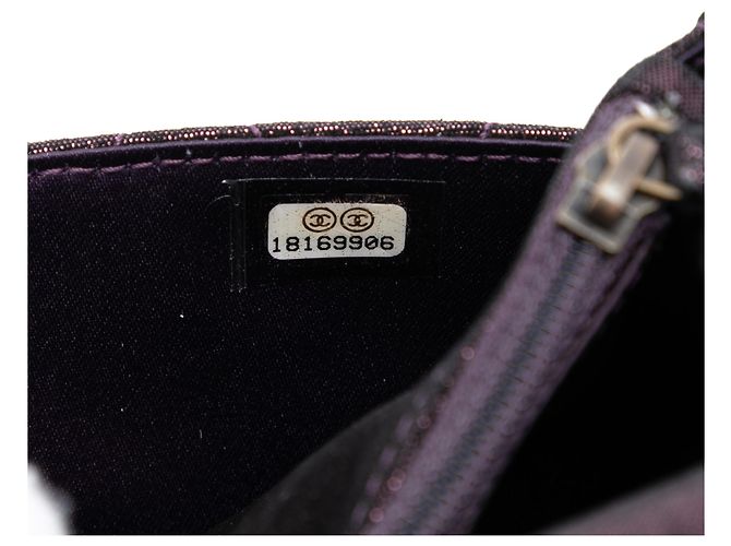 Wallet On Chain Cartera de cadena de cordero acolchado iridiscente púrpura con tartán de Chanel - vista 5