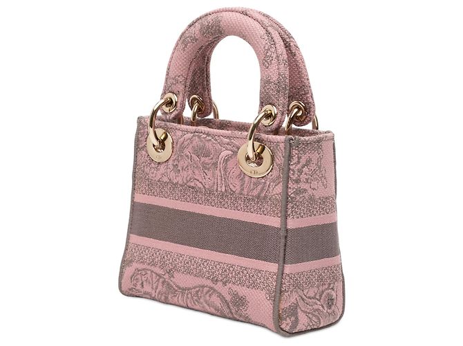 Dior Mini Rosa Ricamato in Tela Toile De Jouy Lady D Lite - vista 2
