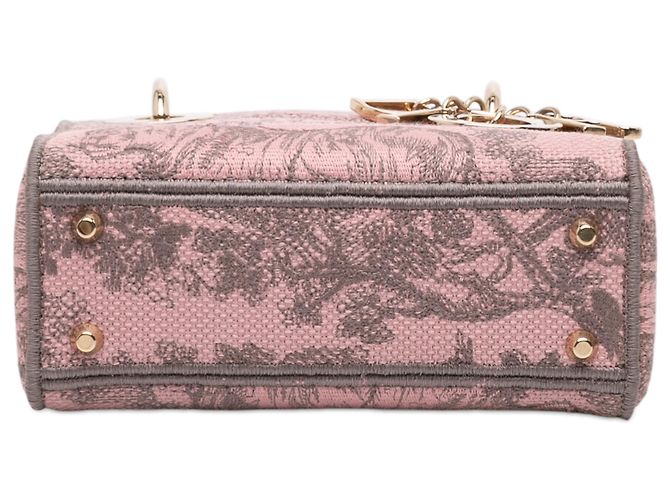 Dior Mini Rosa Ricamato in Tela Toile De Jouy Lady D Lite - vista 3