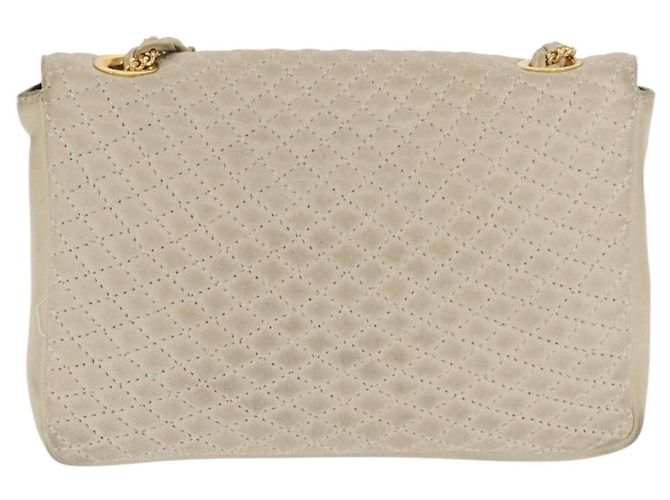 Bally Vintage Schultertasche aus gestepptem Leder mit Kette Beige - Ansicht 2