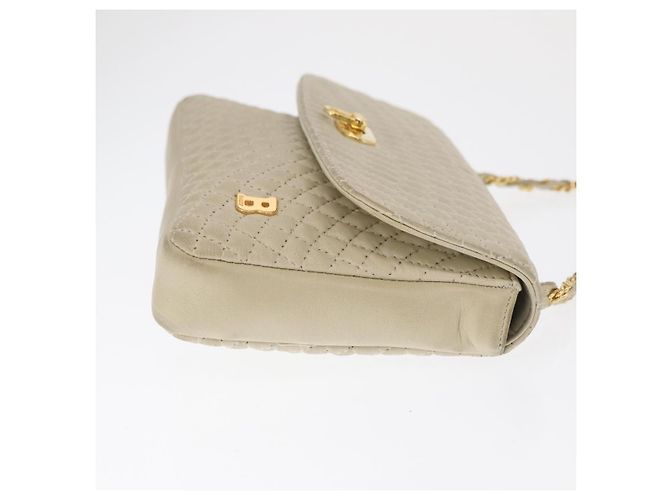 Bally Vintage Schultertasche aus gestepptem Leder mit Kette Beige - Ansicht 3