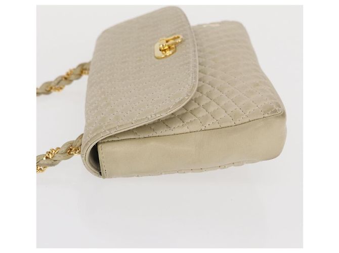 Bally Vintage Schultertasche aus gestepptem Leder mit Kette Beige - Ansicht 4