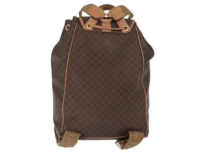 Céline Celine Vintage Macadam Backpack Canvas and Leather Brown - view 2
