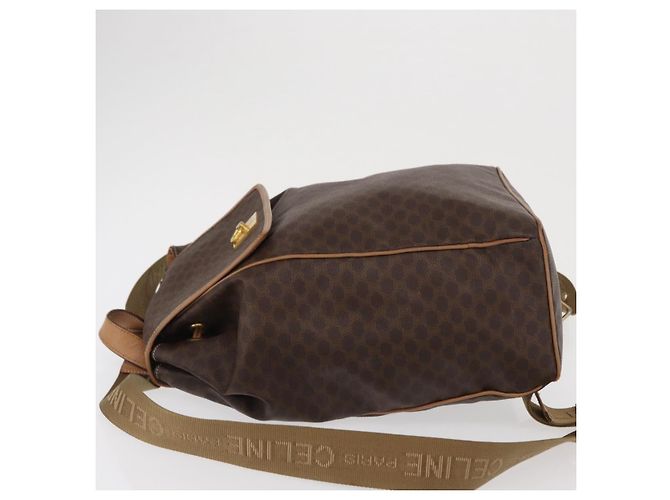 Céline Celine Vintage Macadam Backpack Canvas and Leather Brown - view 4