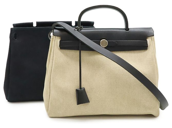 Borsa a mano/sacchetto a spalla Hermès Air Bag PM Nero Beige Giallo - vista 2