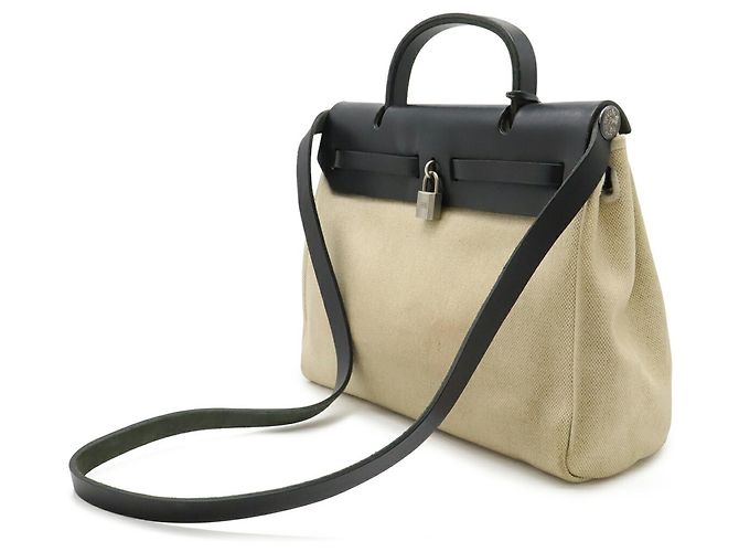 Borsa a mano/sacchetto a spalla Hermès Air Bag PM Nero Beige Giallo - vista 3