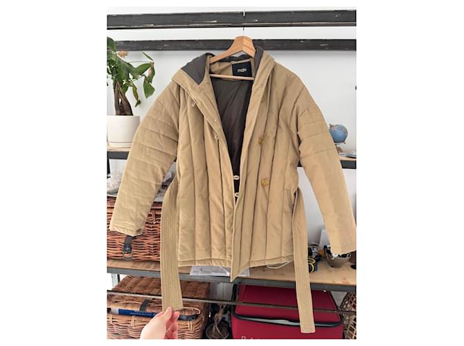 Abrigo de piel de mapache Maje Beige - vista 12