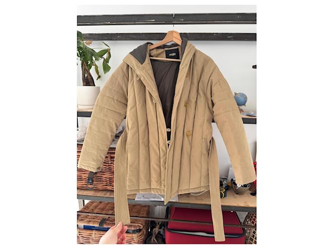 Abrigo de piel de mapache Maje Beige - vista 13