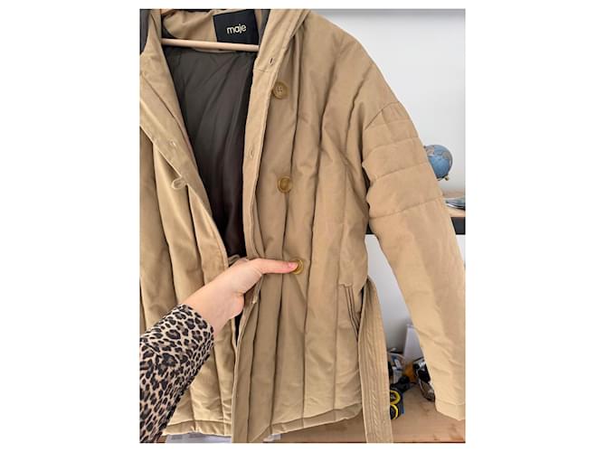 Abrigo de piel de mapache Maje Beige - vista 14