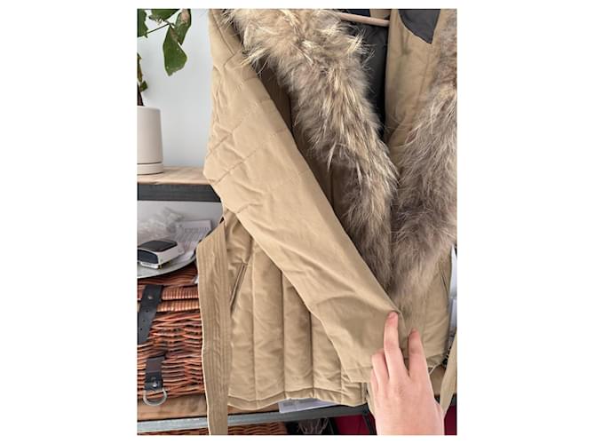 Abrigo de piel de mapache Maje Beige - vista 6