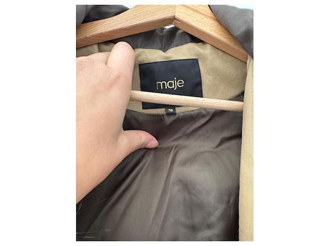 Abrigo de piel de mapache Maje Beige - vista 7