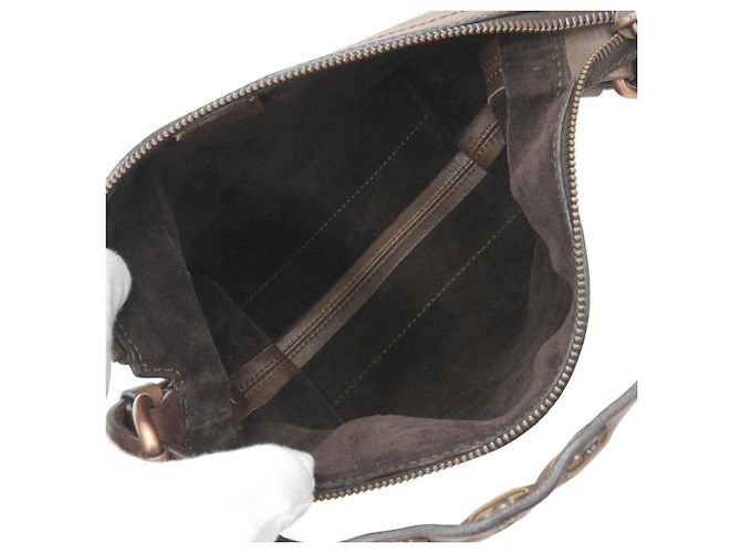 Céline Borsa a Spalla in Pelle Celine CE00 32 Marrone Marrone scuro - vista 3